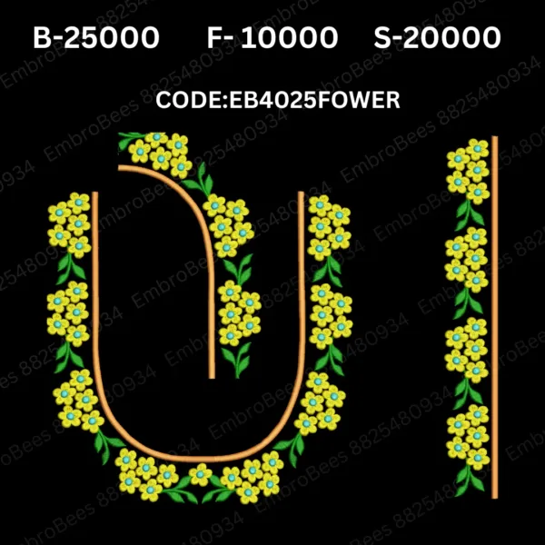 Flower Blouse Embroidery Design DST File - EB4025FOWER