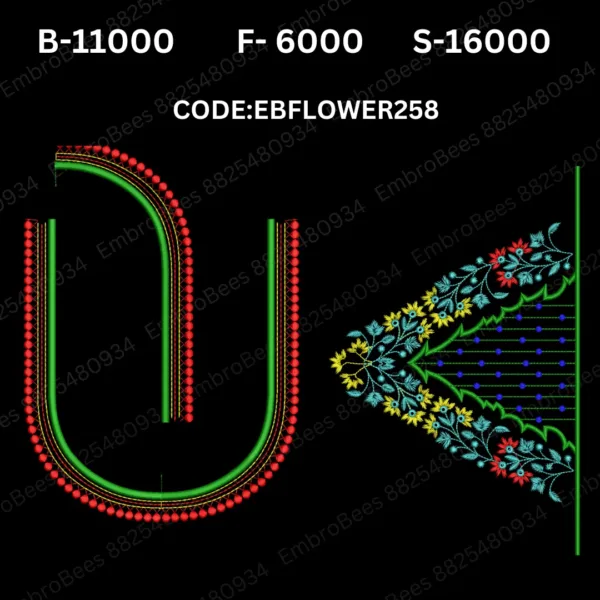 Floral Blouse Embroidery Design DST File - EBFLOWER258