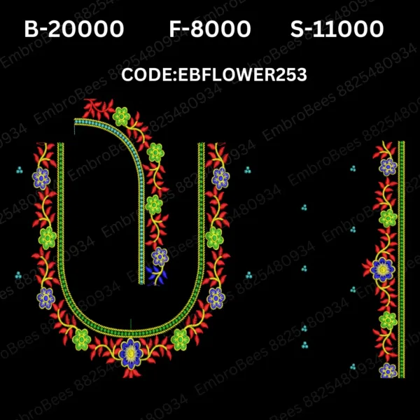 Floral Blouse Embroidery Design DST File - EBFLOWER253