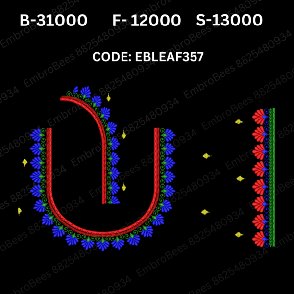 Leaf Blouse Embroidery Design DST File - EBLEAF357