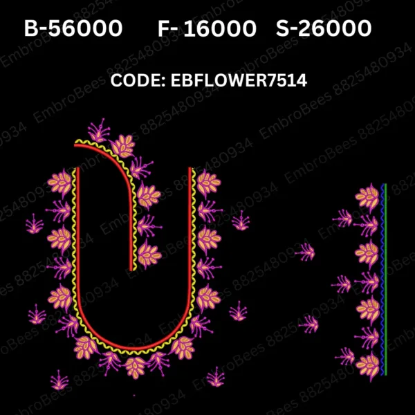 Floral Blouse Embroidery Design DST File - EBFLOWER7514