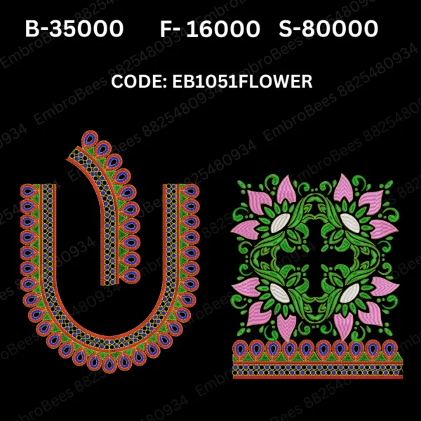 Floral Blouse Embroidery Design DST File - EB1051FLOWER