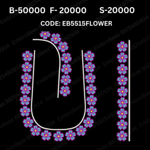 Floral Blouse Embroidery Design DST File - EB5515FLOWER (FREE)