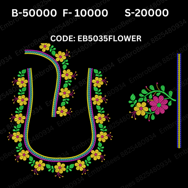 Floral Blouse Embroidery Design DST File - EB5035FLOWER (FREE)