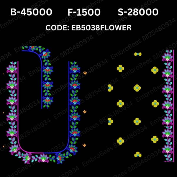 Floral Blouse Embroidery Design DST File - EB5038FLOWER