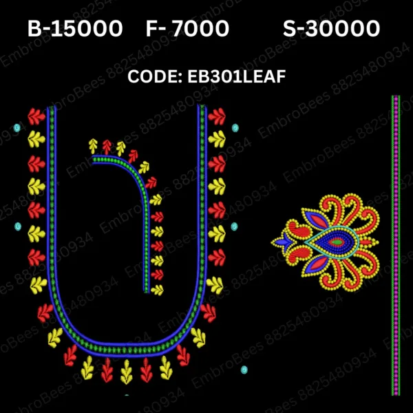 Leaf Blouse Embroidery Design DST File - EB301LEAF