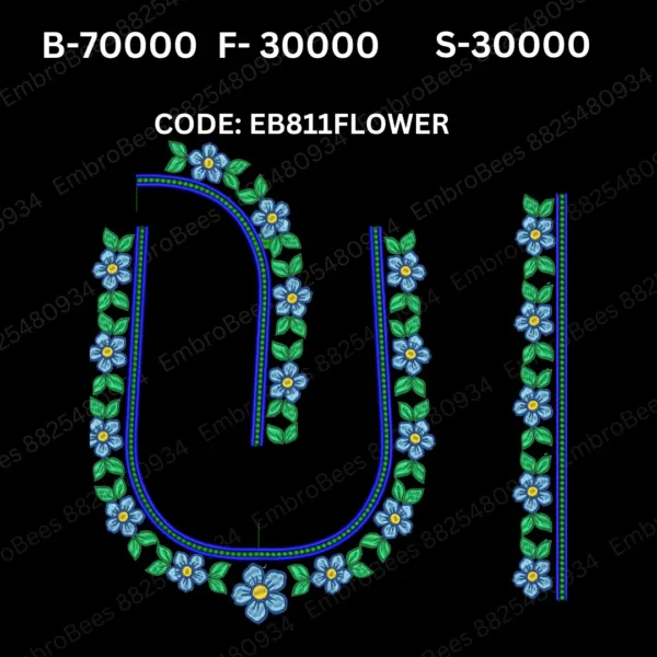 Floral Blouse Embroidery Design DST File - EB811FLOWER (FREE)