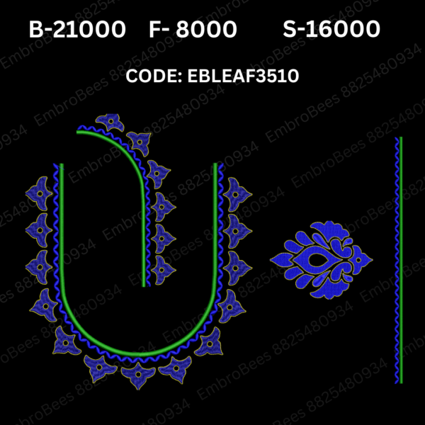 Leaf Blouse Embroidery Design DST File - EBLEAF3510