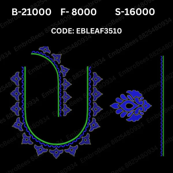 Leaf Blouse Embroidery Design DST File - EBLEAF3510