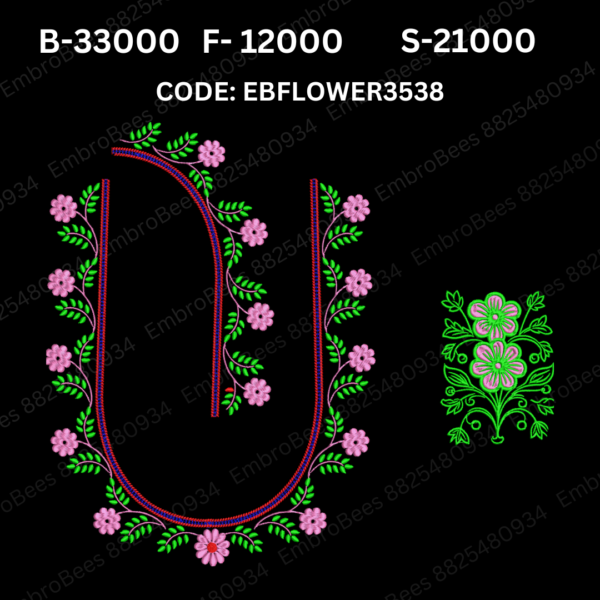 Floral Blouse Embroidery Design DST File - EBFLOWER3538