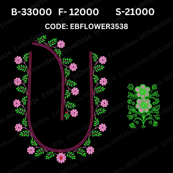 Floral Blouse Embroidery Design DST File - EBFLOWER3538