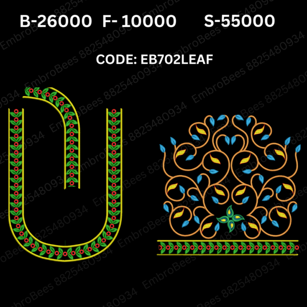 Leaf Blouse Embroidery Design DST File - EB702LEAF