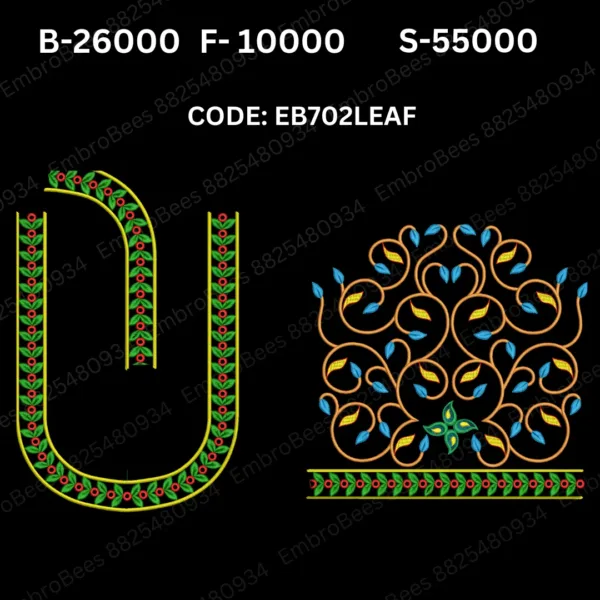 Leaf Blouse Embroidery Design DST File - EB702LEAF