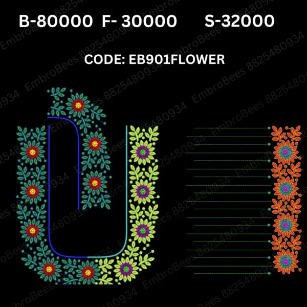 Floral Blouse Embroidery Design DST File - EB901FLOWER (FREE)