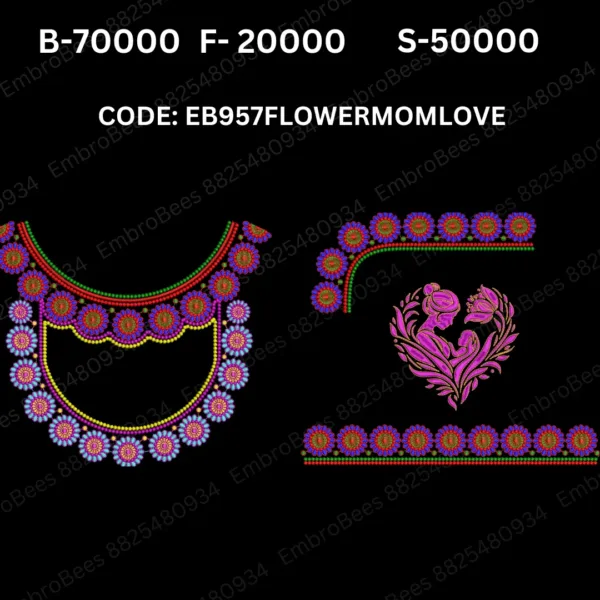 Flower Mom Love Blouse Embroidery Design DST File - EB957FLOWERMOMLOVE