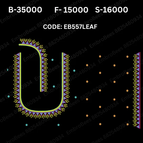 Leaf Blouse Embroidery Design DST File - EB557LEAF