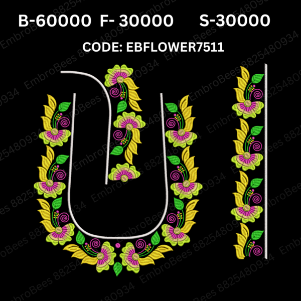 Floral Blouse Embroidery Design DST File - EBFLOWER7511 (FREE)