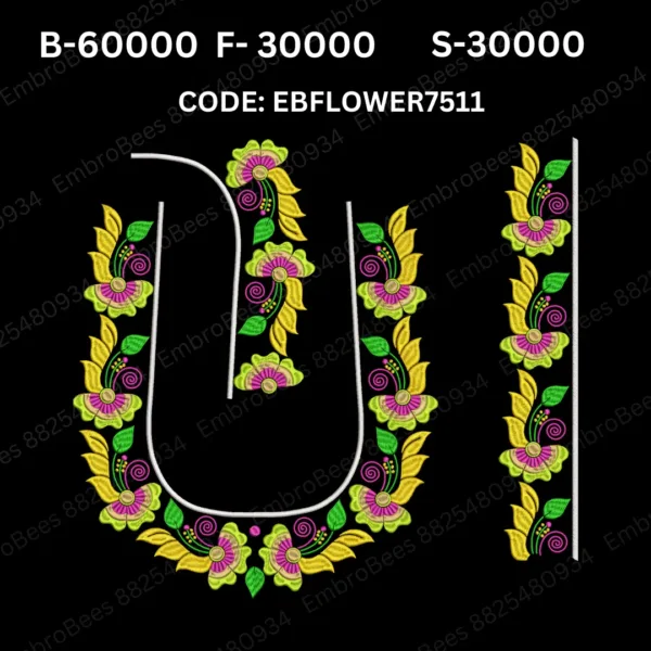 Floral Blouse Embroidery Design DST File - EBFLOWER7511 (FREE)