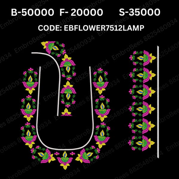 Flower Lamp Blouse Embroidery Design DST File - EBFLOWER7512LAMP (FREE)