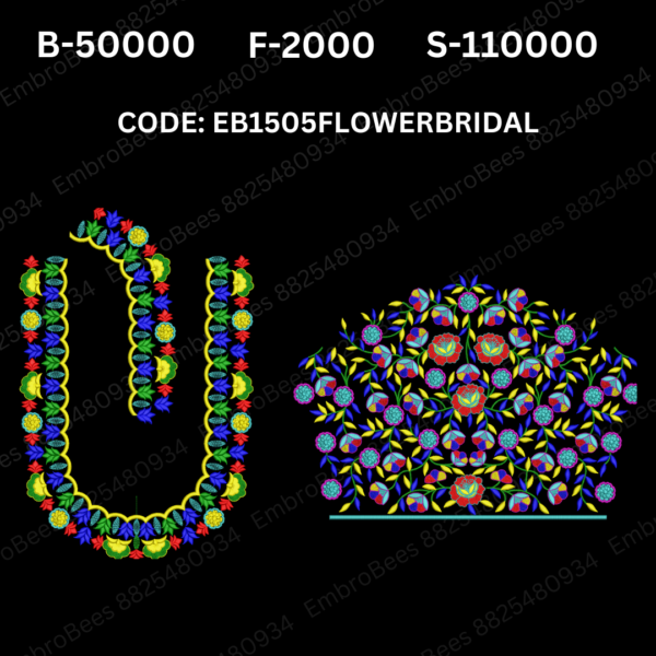 Flower Bridal Blouse Embroidery Design DST File - EB1505 FLOWER BRIDAL DST