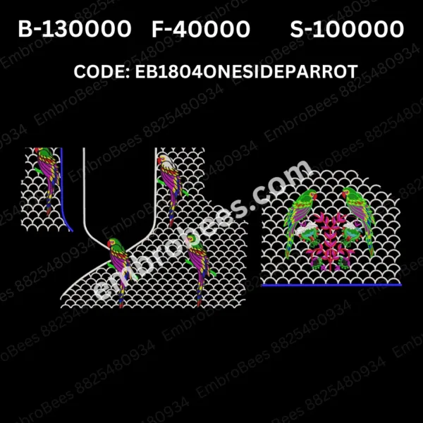 Oneside Parrot Blouse Embroidery Design DST File - EB1804 ONESIDE PARROT