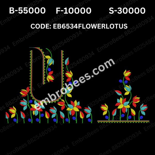 EB6534 FLOWER LOTUS Embroidery Design DST FIle