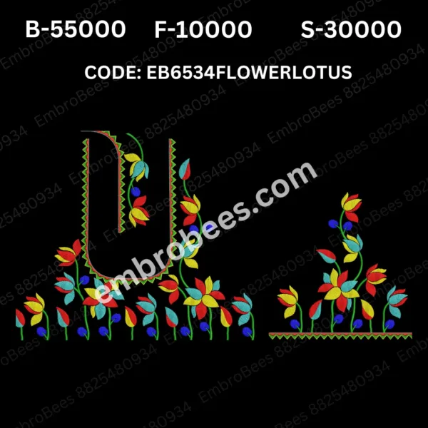 EB6534 FLOWER LOTUS Embroidery Design DST FIle