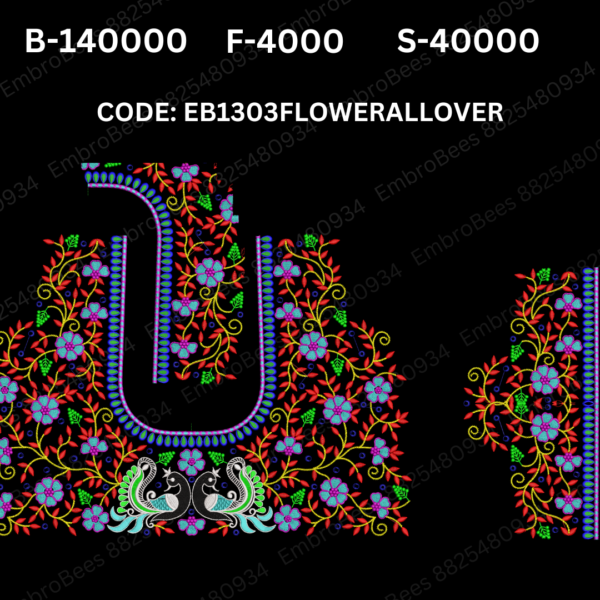 Flower Allover Blouse Embroidery Design DST File - EB1303 FLOWER ALLOVER DST