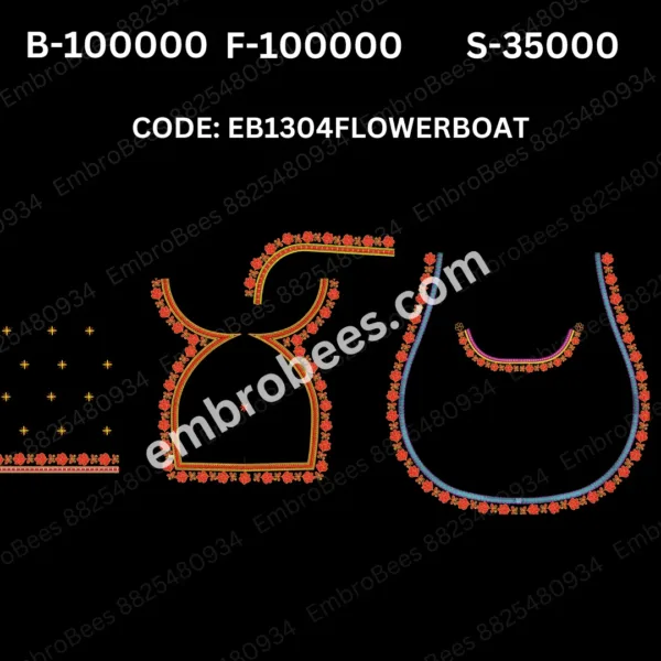 EB 1304 FLOWER BOAT Embroidery Design DST File