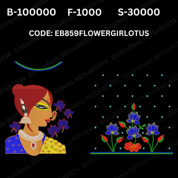Flower Girl Lotus Blouse Embroidery Design DST File - EB859 FLOWER GIRL LOTUS