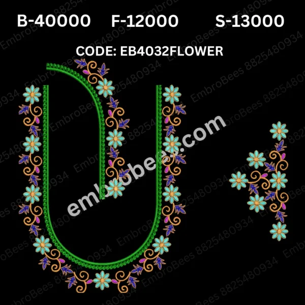 Floral Blouse Embroidery Design DST File - EB4032FLOWER
