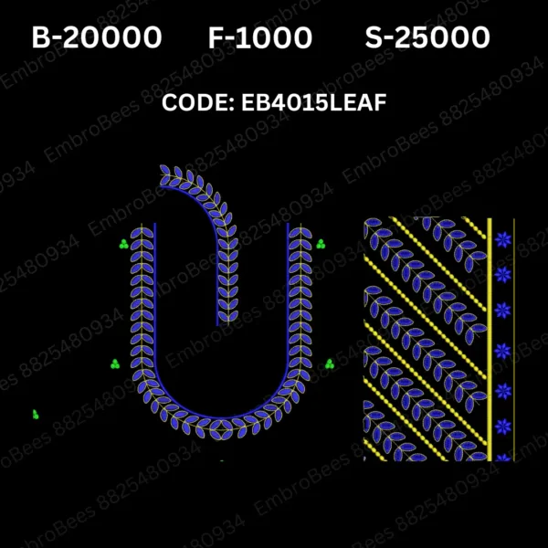 Leaf Blouse Embroidery Design DST File - EB4015 LEAF