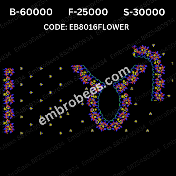 Designer Floral Blouse Embroidery Design DST File - EB8016FLOWER