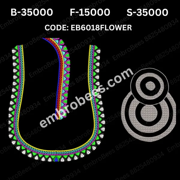 Contemporary Floral Blouse Embroidery Design DST File - EB6018FLOWER