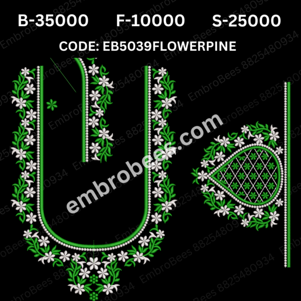 Pine Floral Blouse Embroidery Design DST File - EB5039FLOWERPINE