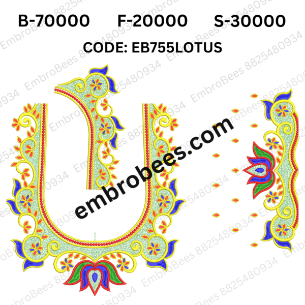 Lotus Motif Blouse Embroidery - EB755LOTUS