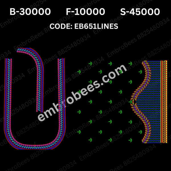 Linear Blouse Embroidery Design DST File - EB651LINES