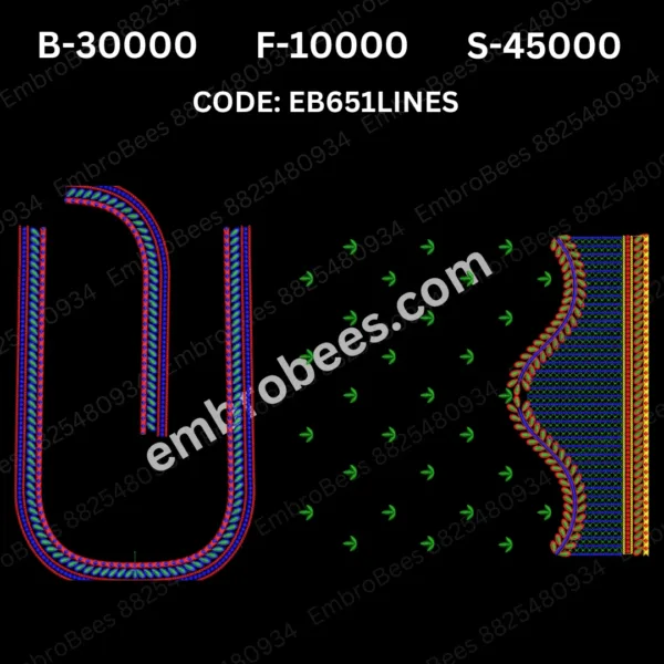 Linear Blouse Embroidery Design DST File - EB651LINES