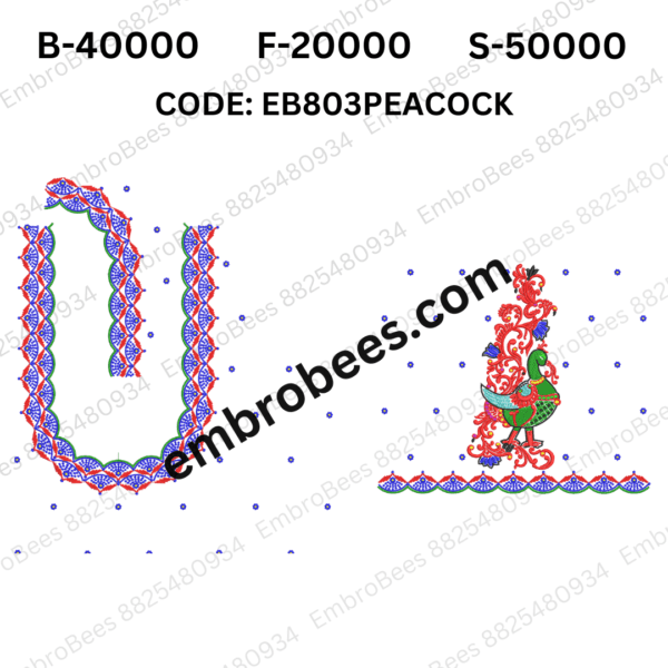 Royal Peacock Blouse Embroidery - EB803PEACOCK