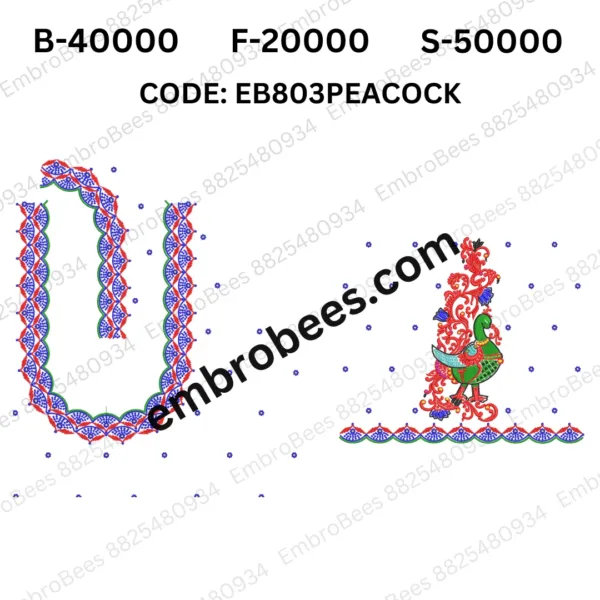 Royal Peacock Blouse Embroidery - EB803PEACOCK