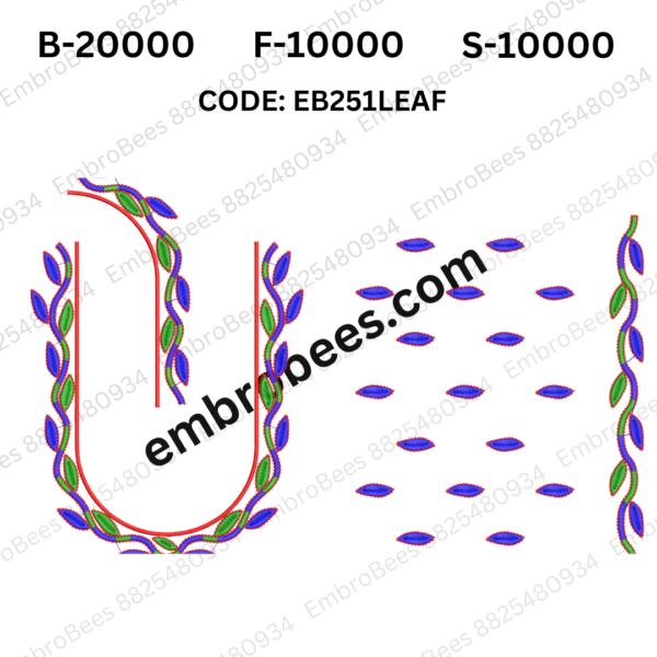 Leaf Motif Blouse Embroidery Design DST File - EB251LEAF