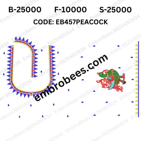 Luxury Peacock Blouse Embroidery Design DST File - EB457PEACOCK