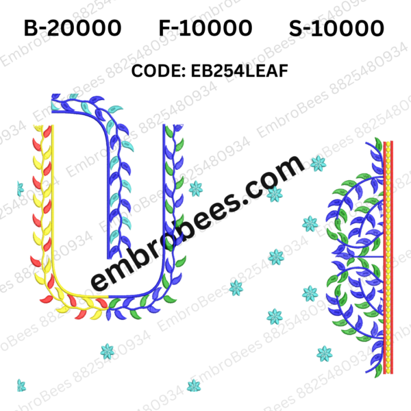 Intricate Leaf Blouse Embroidery Design DST File - EB254LEAF