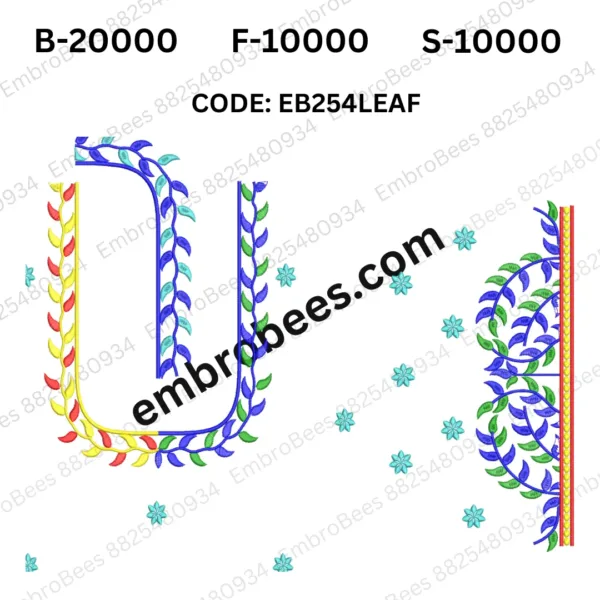 Intricate Leaf Blouse Embroidery Design DST File - EB254LEAF