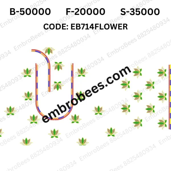 Classic Floral Blouse Embroidery Design DST File - EB714FLOWER