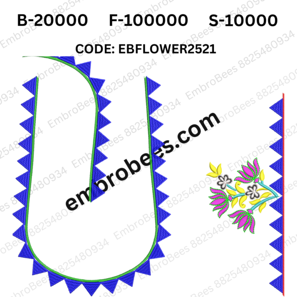 Exclusive Floral Blouse Embroidery Design DST File - EBFLOWER2521