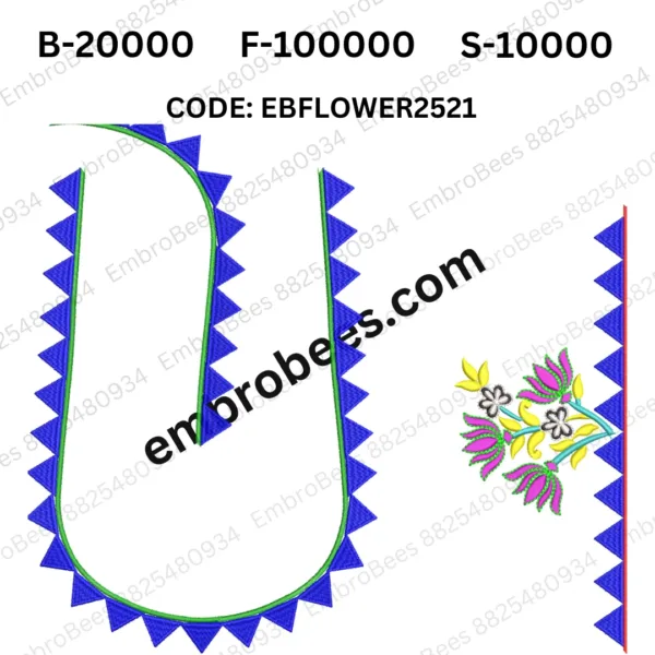 Exclusive Floral Blouse Embroidery Design DST File - EBFLOWER2521