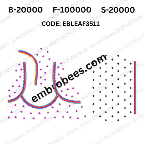 Premium Leaf Blouse Embroidery Design DST File - EBLEAF3511