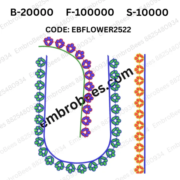 Spring Floral Blouse Embroidery Design DST File - EBFLOWER2522