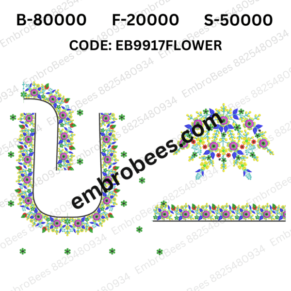 Grand Floral Blouse Embroidery Design DST File - EB9917FLOWER